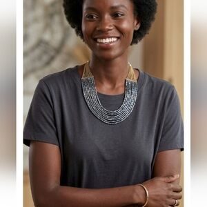 Artisan charming Charlie Moon Gray and Gold Beaded Necklace